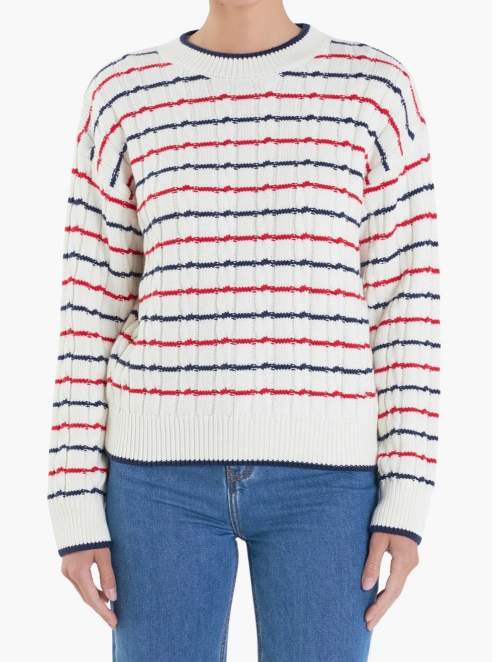 New! English Factory Cream Crewneck Sweater size M